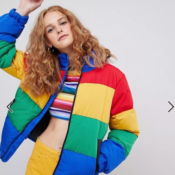 Lazy Oaf Jackets & Blazers - Lazy Oaf Rainbow Puffer Jacket